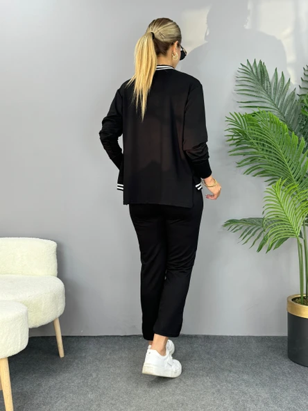 Kadın Iki Iplik Penye Kumaş Fermuar Detaylı Ribanalı Ikili Takım - Resim 5