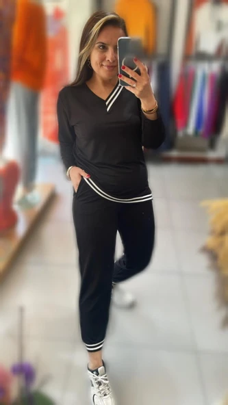 Kadın Yeni Sezon Uzun Kollu Ribana Detay Ikili Takım - Resim 6