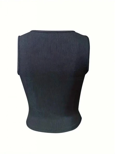 Kadın Kolsuz V Yakalı Kaşkorse Bluz - Resim 5