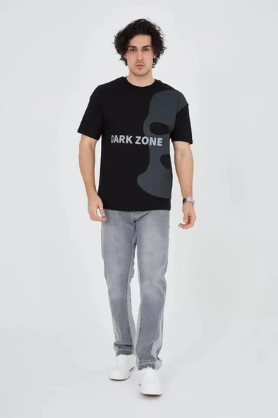 Erkek Baskılı T-Shirt - Siyah - Resim 2