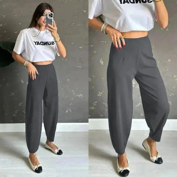 Kadın Yüksek Bel Krep Pantolon ürün görseli