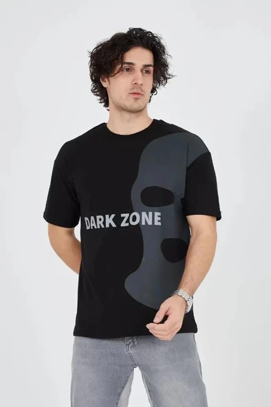 Erkek Baskılı T-Shirt - Siyah - Resim 4