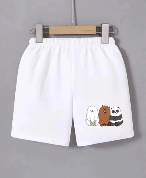 Beli Lastikli Baskılı Mini Şort - Beyaz ürün görseli