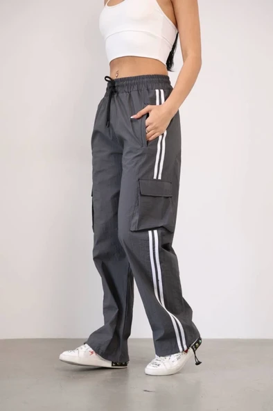 Praşut Kumaş Kargo Çeplı Baggy Esofman - Gri ürün görseli