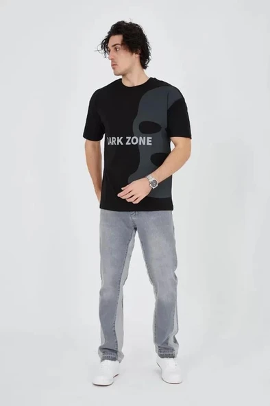Erkek Baskılı T-Shirt - Siyah - Resim 3