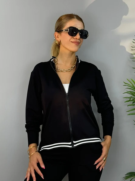 Kadın Iki Iplik Penye Kumaş Fermuar Detaylı Ribanalı Ikili Takım - Resim 3