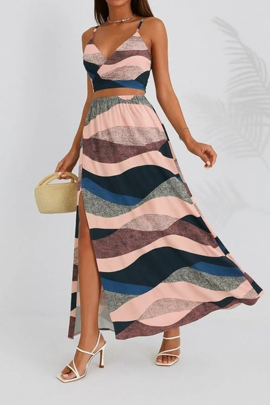 Kadın Kolsuz Askılı Crop Ikili Süprem Takım - Resim 3