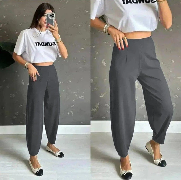 Kadın Yüksek Bel Krep Pantolon - Resim 3