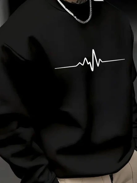 Erkek Uzun Kollu Baskılı Iki Iplik Sweat - 2