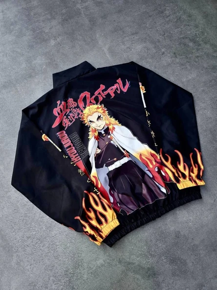 Fermuarlı Dijital Baskılı Rüzgarlık - Siyah - Resim 4