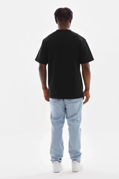 Unisex Baskılı Oversize T-Shirt - Siyah - 2