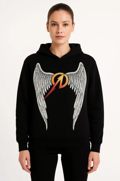 Metallica İki İplik Kapüşonlu Ön Ve Arka Baskılı Hoodie - Siyah - Resim 2