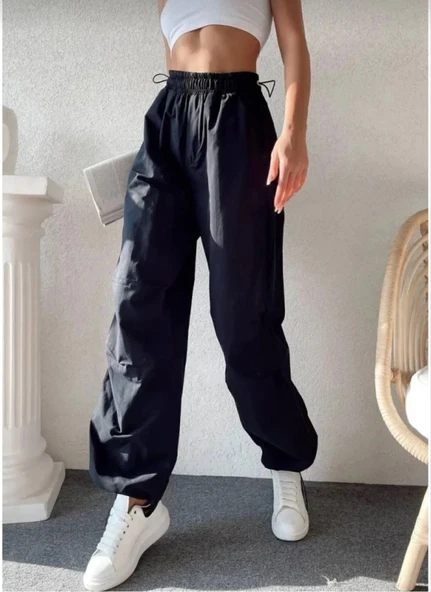 Cepli Paraşut Pantalon - Siyah - Resim 3