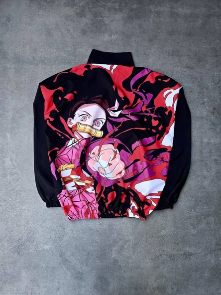 Fermuarlı Dijital Baskılı Rüzgarlık - Siyah - Resim 3