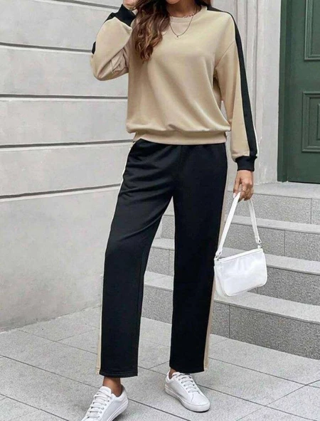 Kadın Iki Iplik şerit Detaylı Ikili Takım - Resim 3