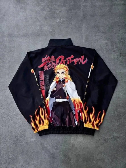 Fermuarlı Dijital Baskılı Rüzgarlık - Siyah - Resim 2