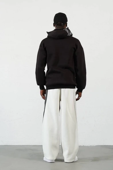 Samuray ZIP Fermuarlı Kapşonlu Hırka - Siyah - 2