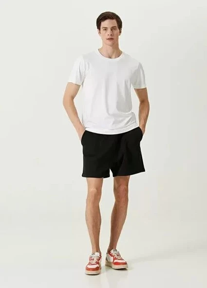 Unisex Basic Bisiklet Yaka Regular T-Shirt - Beyaz - Resim 4