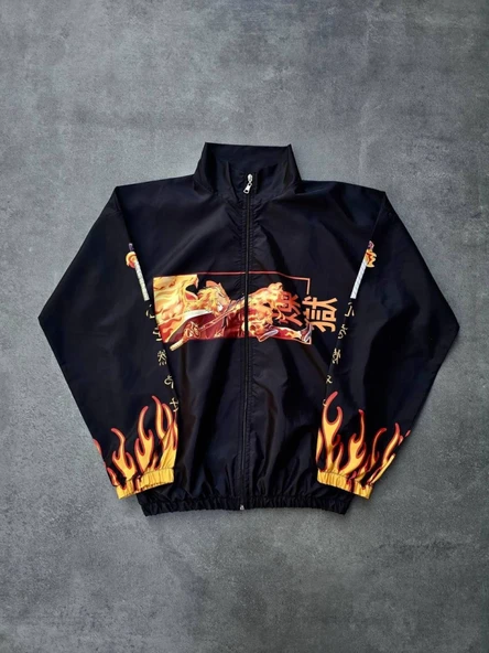 Fermuarlı Dijital Baskılı Rüzgarlık - Siyah ürün görseli