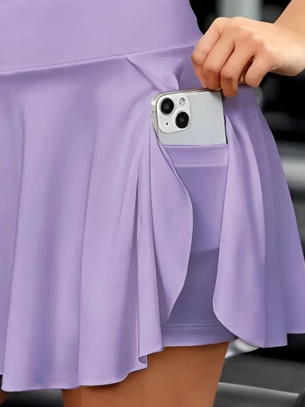 Kadın Yüksek Bel Cepli Sandy Short Etek - 3