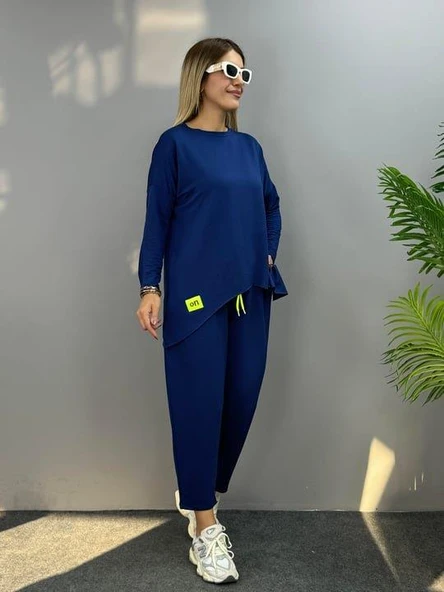 Kadın Iki Iplik Viskon Pamuk Kumaş Arma Detaylı Ikili Takım - Resim 5