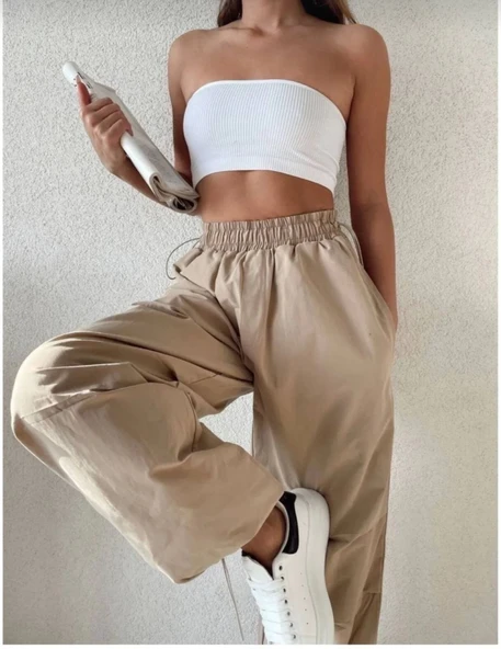 Cepli Paraşut Pantalon - Bej - Resim 2