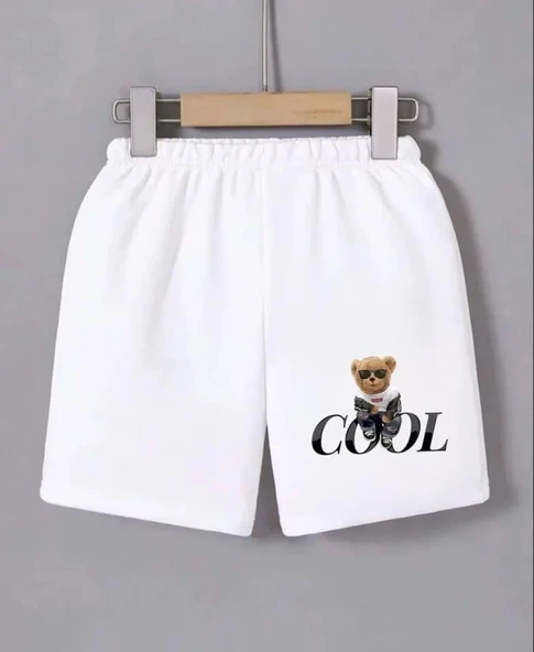 Beli Lastikli Baskılı Mini Şort - Beyaz ürün görseli