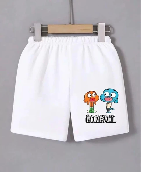 Beli Lastikli Baskılı Mini Şort - Beyaz ürün görseli