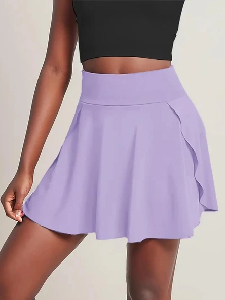 Kadın Yüksek Bel Cepli Sandy Short Etek - 6