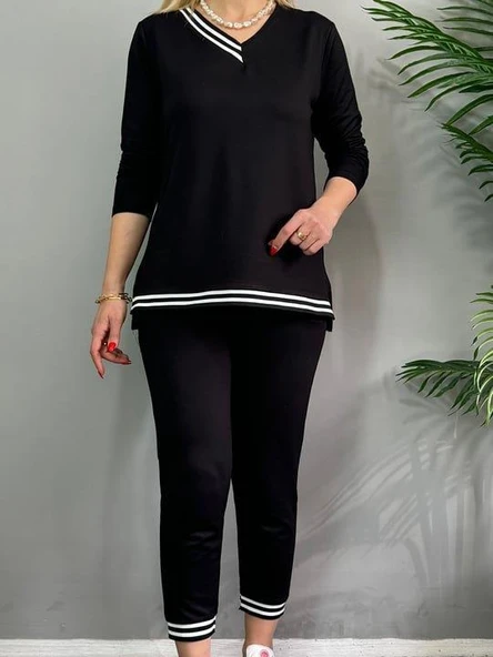 Kadın Yeni Sezon Uzun Kollu Ribana Detay Ikili Takım - Resim 5