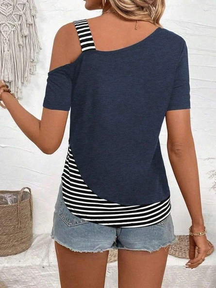 Kadın Kısa Kollu Omuzdan Askılı Viskon Bluz - Resim 2