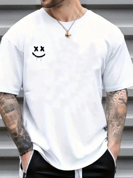 Erkek Kısa Kollu Bisiklet Yaka Baskılı Süprem Bluz - Resim 3