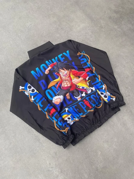 Unisex Fermuarlı Dijital Baskılı Rüzgarlik - Siyah - Resim 4