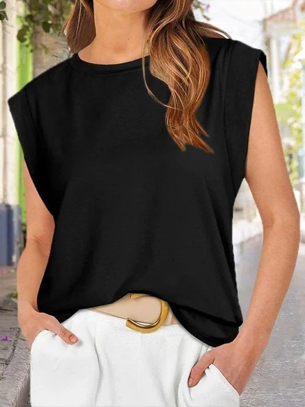 Kadın Kısa Kollu Bisiklet Yaka Viskon Bluz - Resim 3