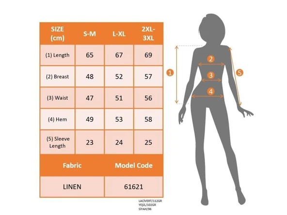 Kadın Kısa Kollu V Yakalı Düğmeli Keten Bluz - Resim 4
