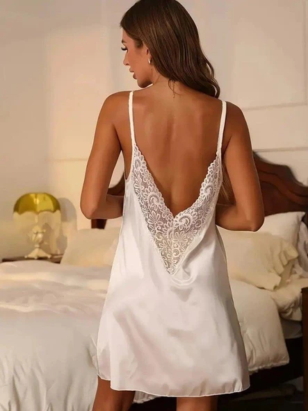 Kadın Ip Askılı Dantelli Sandy Gecelik - Resim 4