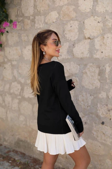 Kadın Uzun Kollu Tek Omuzu Açık Akrilik Bluz - Resim 2