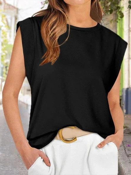 Kadın Kısa Kollu Bisiklet Yaka Viskon Bluz ürün görseli