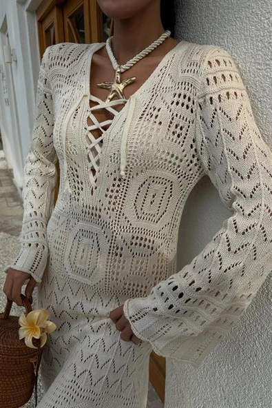 Birit Detaylı Ajurlu Elbise 2838 - Resim 8