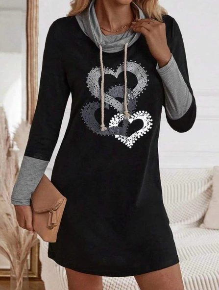 Kadın Uzun Kollu Balıkçı Yaka Bağcıklı Iki Iplik Elbise ürün görseli