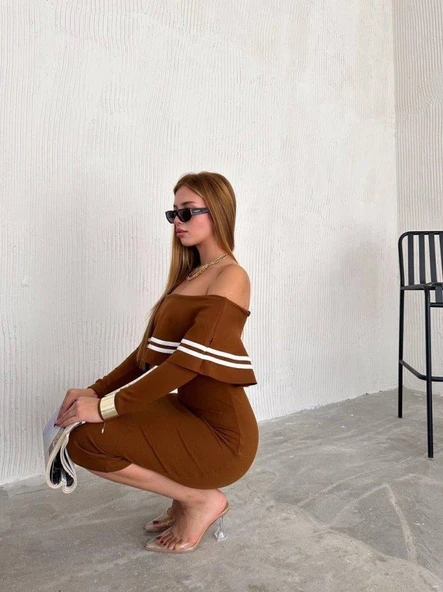 Kadın Fırsat ürünü Madonna Yaka Midi Boy Triko Elbise - Resim 3