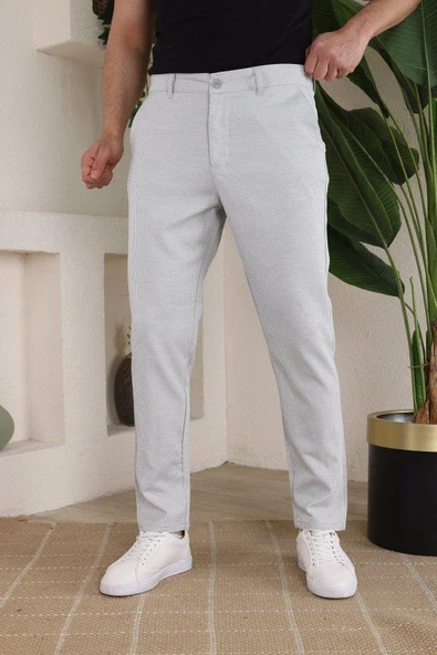 Erkek Casual Slim Fit Cord Desenli Kumaş Pantolon ürün görseli