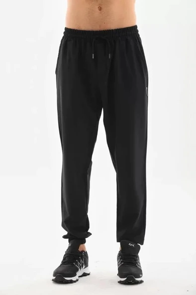 Unisex Lastik Paçalı Eşofman Altı - Siyah - 4