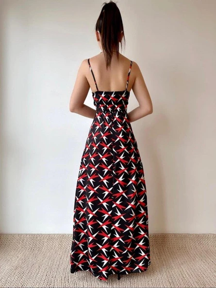 Kadın V Yaka Göğüs Ve Sırt Dekolteli Fırsat ürün Maxi Moy Elbise - Resim 2