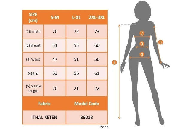 Kadın Kısa Kollu çentikli V Düğme Detaylı V Yaka önden Pileli Ithal Keten Bluz - Resim 4