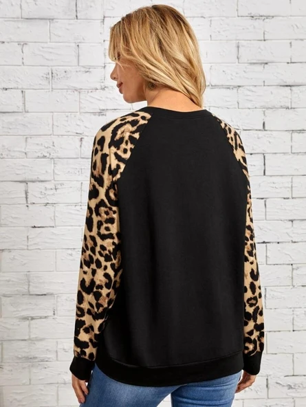 Kadın Uzun Kollu Bisiklet Yaka Reglan Kol Viskon Bluz - Resim 2