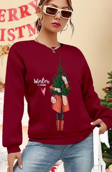 Kadın Uzun Kollu Bisiklet Yaka Desenli Viskon Iki Iplik Bluz ürün görseli