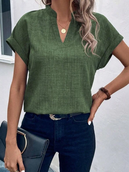 Kadın Kısa Kollu Hakim Yaka Sofya Bluz ürün görseli