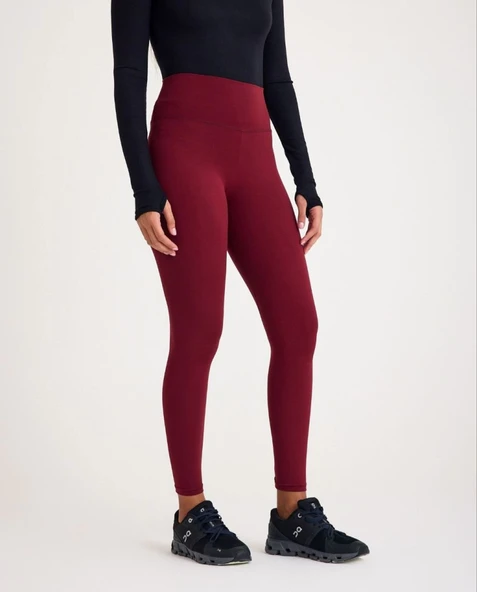 Nonofit Yüksek Bel Düz Sporcu Tayt - Bordo ürün görseli