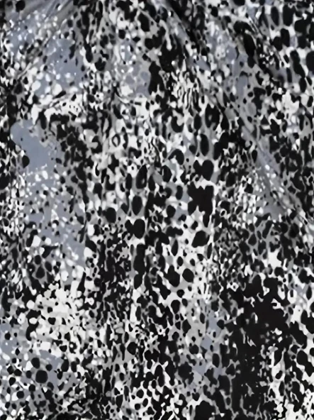 Kadın V Yaka Renkli Leopar Desen Büzgü Detay Süprem Bluz - Resim 4